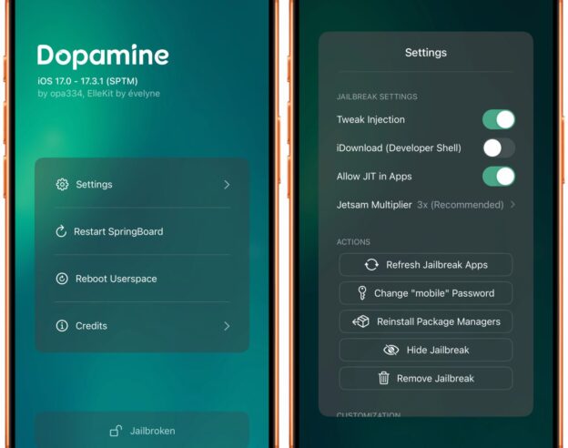 Image Dopamine 3, le jailbreak pour iOS 26 sur iPhone, est disponible