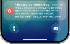 Notification Menace Espionnage iPhone