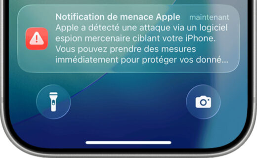 Notification Menace Espionnage iPhone