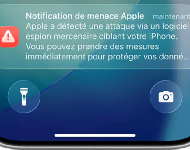Image Apple envoie des notifications aux utilisateurs visés par des logiciels espions