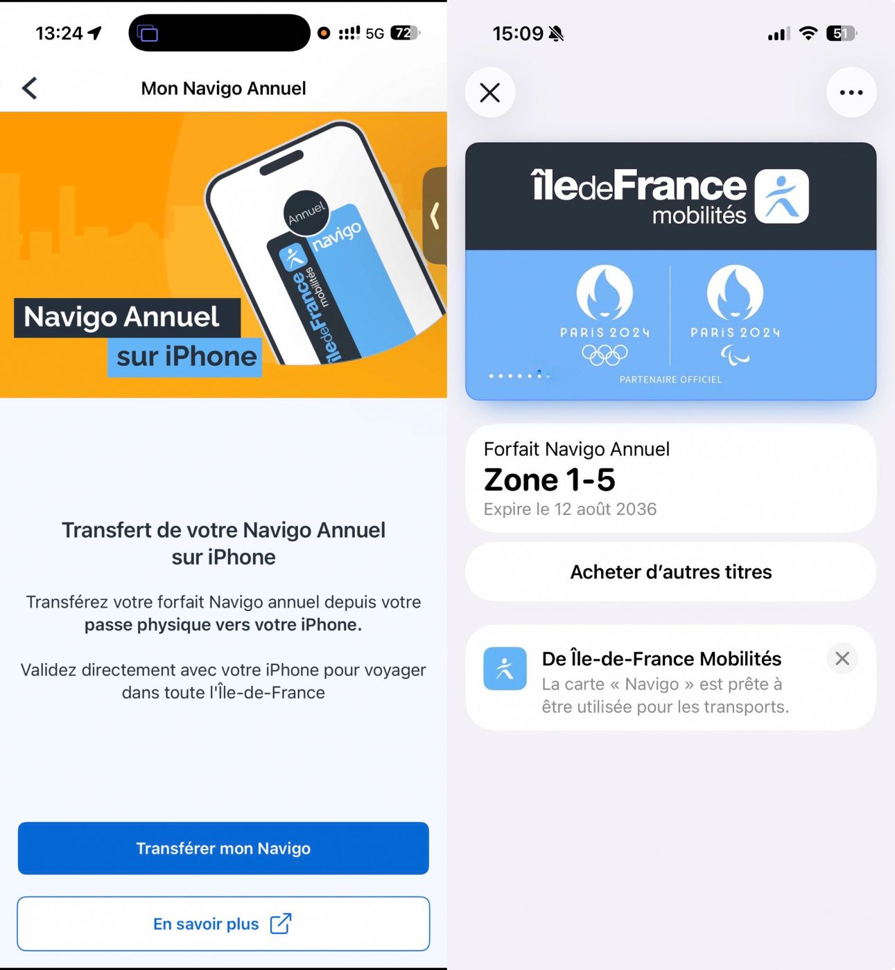 Pass Navigo Annuel iPhone