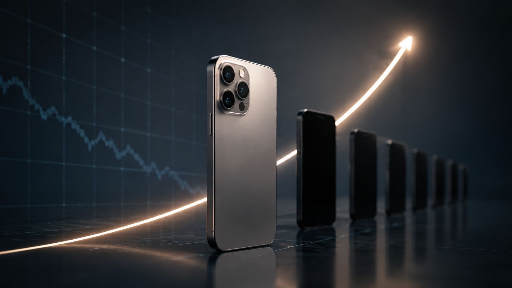 Un smartphone haut de gamme devant une courbe de croissance dans un march&eacute; en baisse