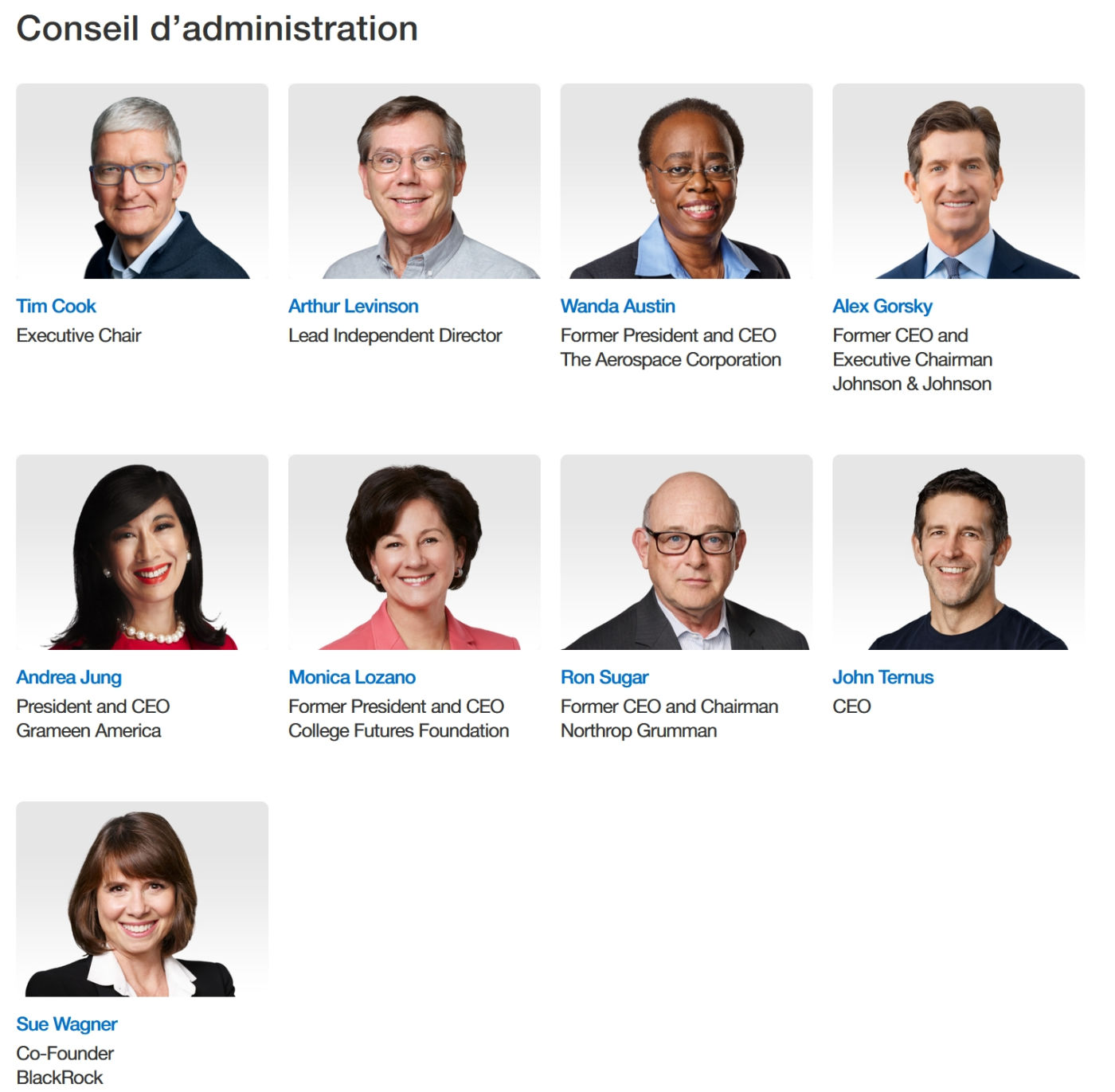 Conseil Administration Apple 2026