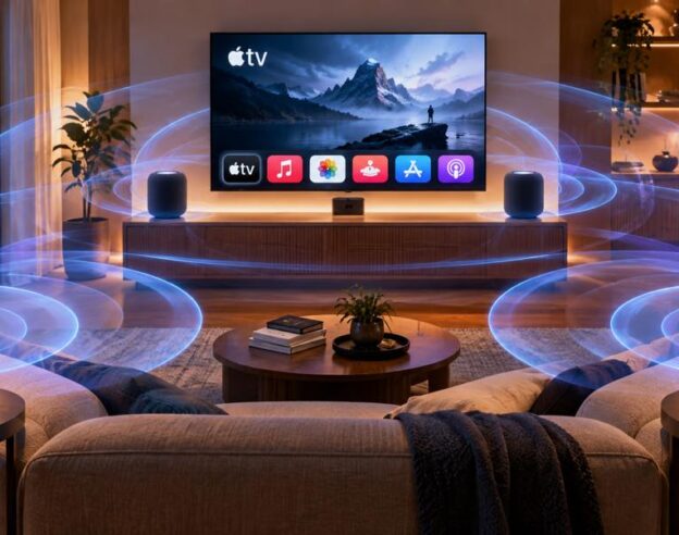 image de l'article Apple TV 4K : le mode Whole Room Audio diffuse le son uniformément avec quatre HomePod