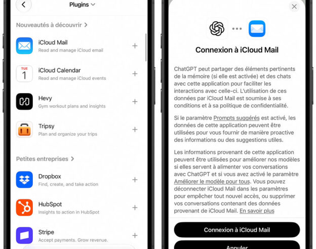 image de l'article ChatGPT se connecte désormais aux e-mails et calendrier d&rsquo;iCloud