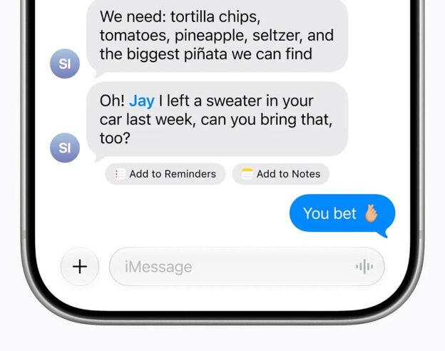 Image iOS 27.2 pourra cacher les suggestions d&rsquo;actions dans l&rsquo;app Messages